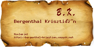 Bergenthal Krisztián névjegykártya